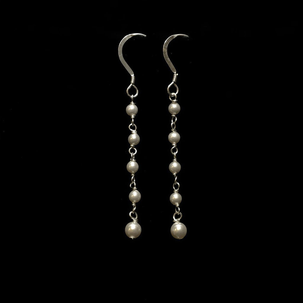long thin pearl chain earrings