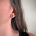 round blue moonstone sterling silver post earrings