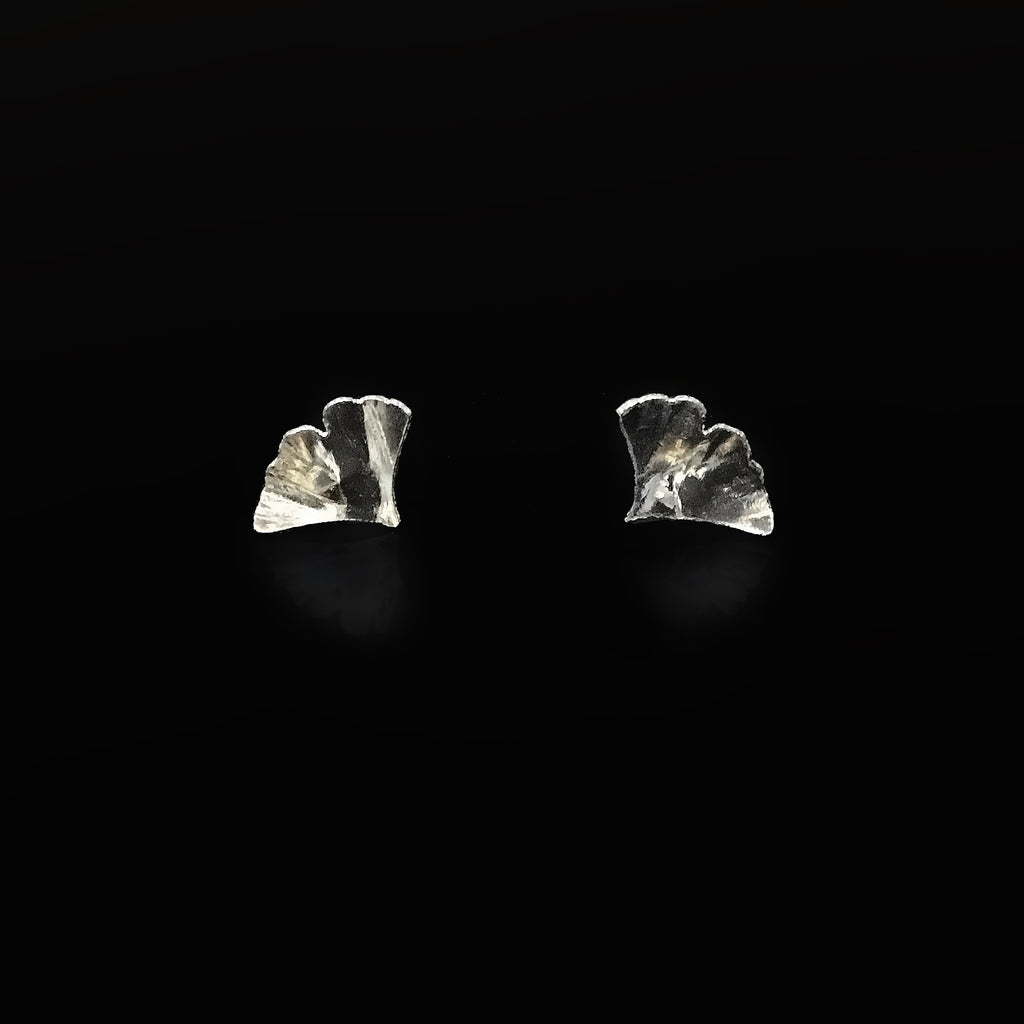 small sterling silver ginkgo post earrings