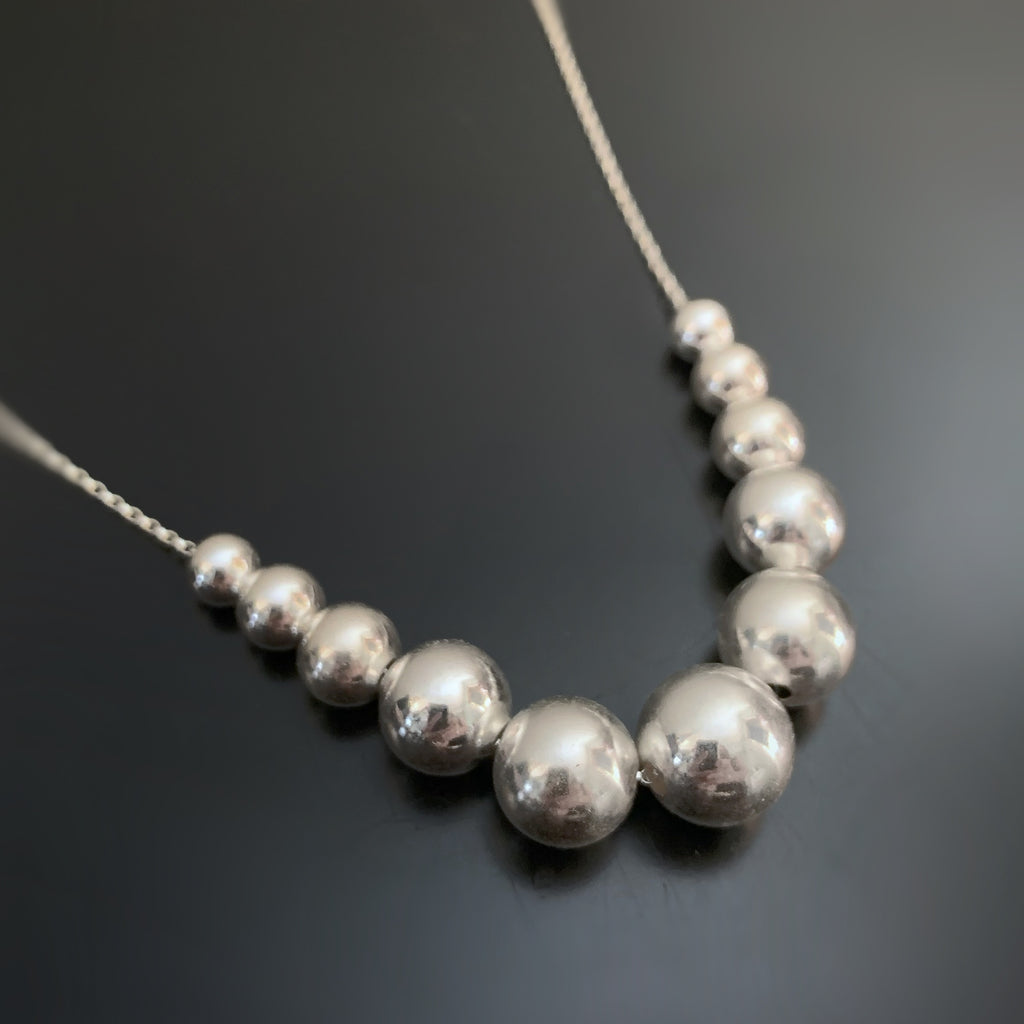 Sterling Silver Graduated Beads Necklace Adorn Jewelry and Accessories