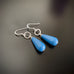 glass teardrop earrings with sterling silver ear wires and twisted loop, cadet blue option