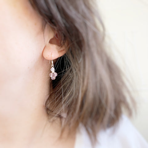 lavender cluster style earrings