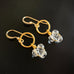 clear glass cluster earrings with circle in gold