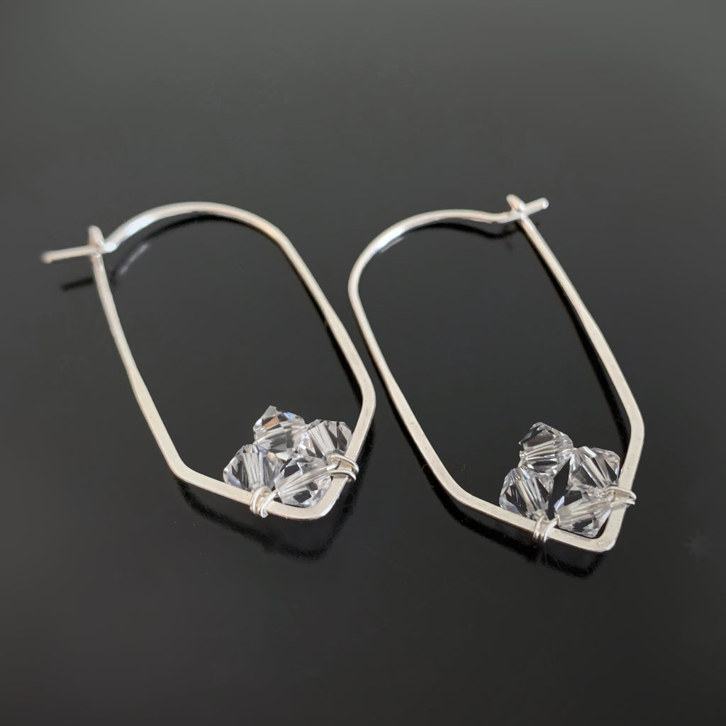 Crystal Point Hoop in sterling silver and clear