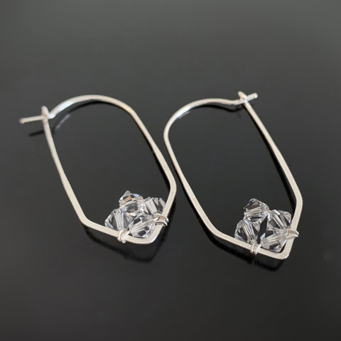 Crystal Point Hoop in sterling silver and clear