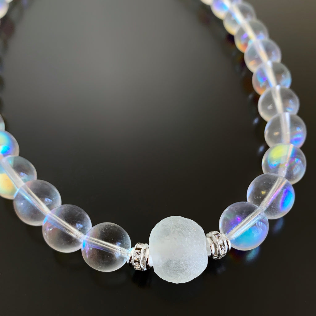 iridescent czech glass bubble necklace