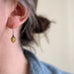 Flower Bud Earrings with yellow handmade Ukrainian lampwork glass