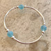 Trio of beachy glass bracelets in blues and greens