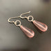 glass teardrop earrings with sterling silver ear wires and twisted loop, pink glass color option