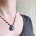hand made garnet chain necklace with blue labradorite focal pendant