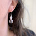 chunky iridescent bubble glass silver earrings with frosted flass and rhinestones.