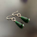 teardrop glass earrings in emerald green