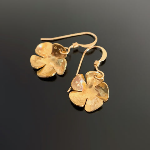 Pretty Petals, Golden Brass Flower Earrings