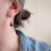 Flower Bud Earrings with berry red handmade Ukrainian lampwork glass