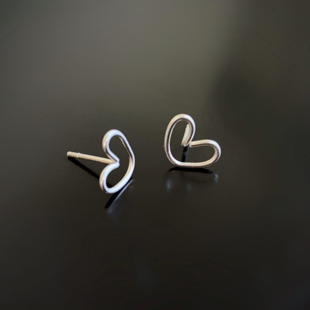 sterling silver heart post earrings in sterling silver