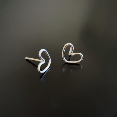 sterling silver heart post earrings in sterling silver