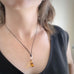 tortoise shell brown color teardrop glass pendant necklace