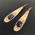 Long Golden Teardrop Earrings with Lapis and Lotus Flower Motif