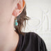 gold and turquoise teardrop earrings with crystal accent