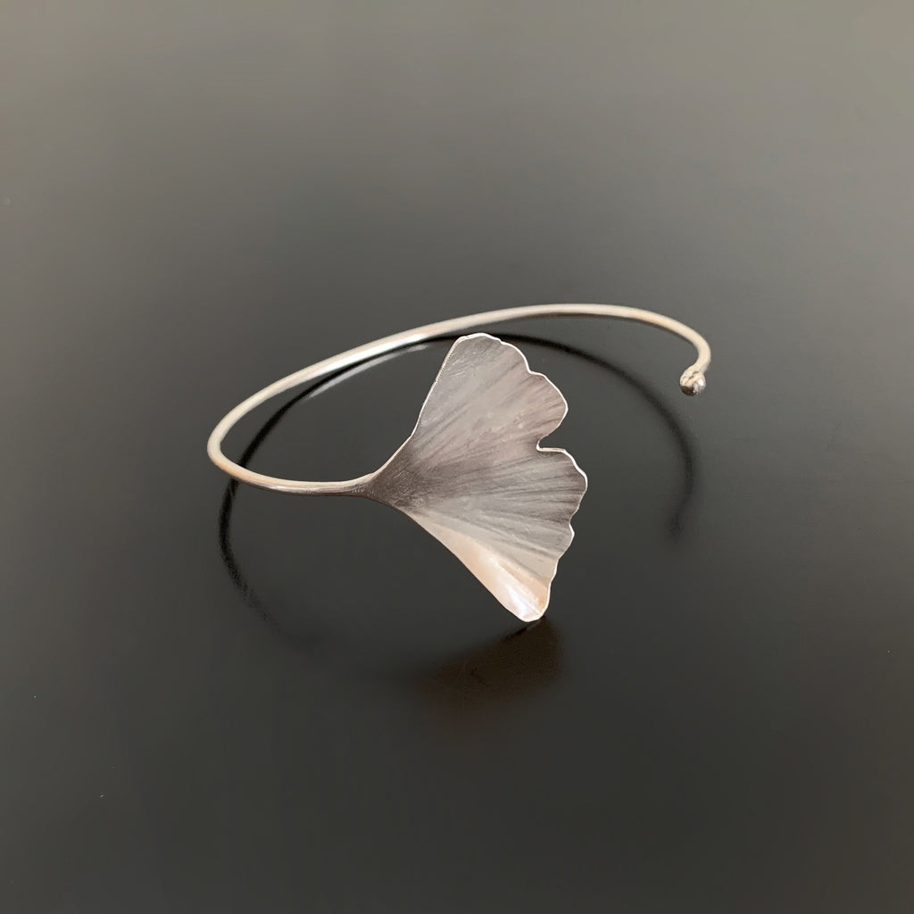 Sterling Silver Ginkgo Cuff Bracelet