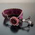 Woven Bracelet with Rose Quartz Turquoise and Striped Button Clasp
