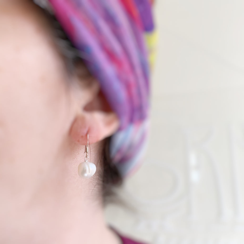 white pearl drop sterling silver earrings 