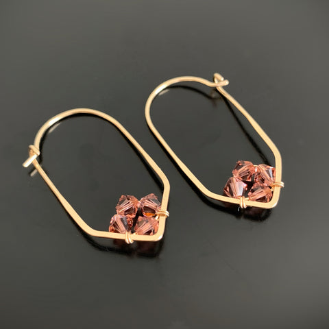 Crystal Point Hoop in gold and rose gold crystal