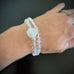 iridescent czech glass beaded bracelet with rhinestones and african sand cast glass