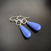 glass teardrop earrings with sterling silver ear wires and twisted loop, periwinkle blue option