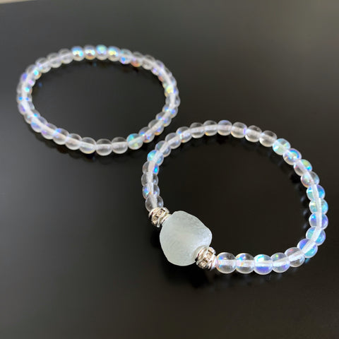 bubble glass bracelets set of two
