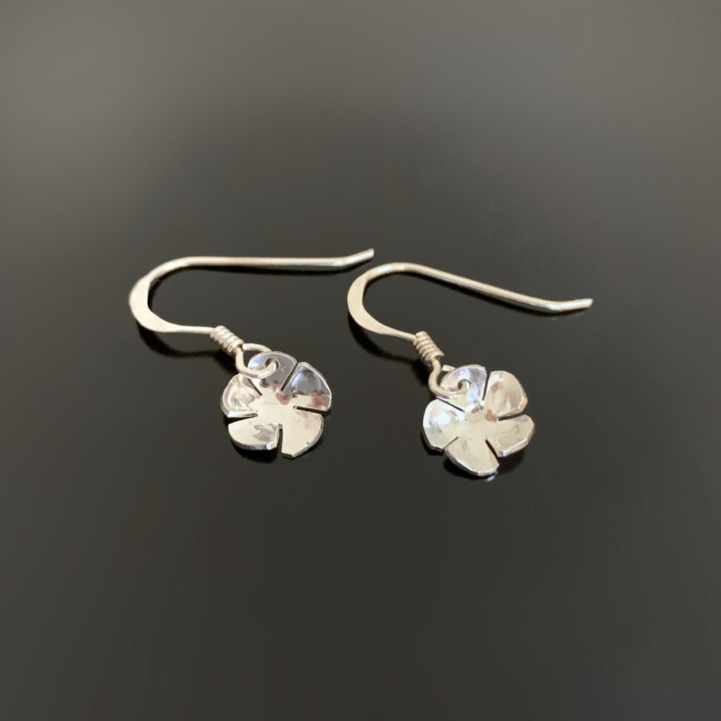 handmade sterling silver flower drop earrings