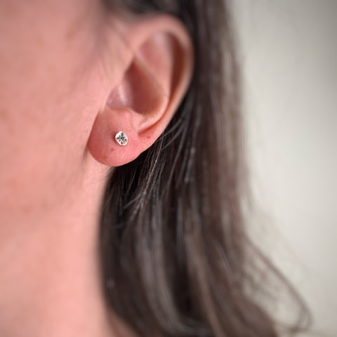 Spark, sterling silver and white sapphire post earrings