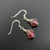Flower Bud Earrings with berry red handmade Ukrainian lampwork glass