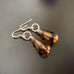 tortoise shell brown tear drop earrings with sterling silver wires