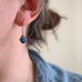 Flower Bud Earrings with blue handmade Ukrainian lampwork glass