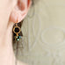 iris green cluster drop earrings in gold