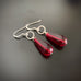 glass teardrop earrings with sterling silver ear wires and twisted loop, red color option