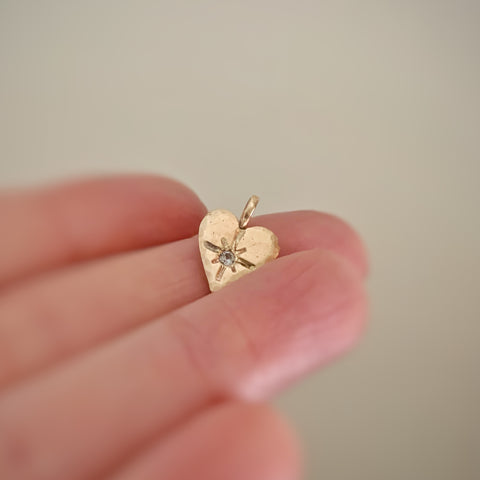 Light Hearted, pendant in 14k gold with white sapphire and cross on reverse NO CHAIN
