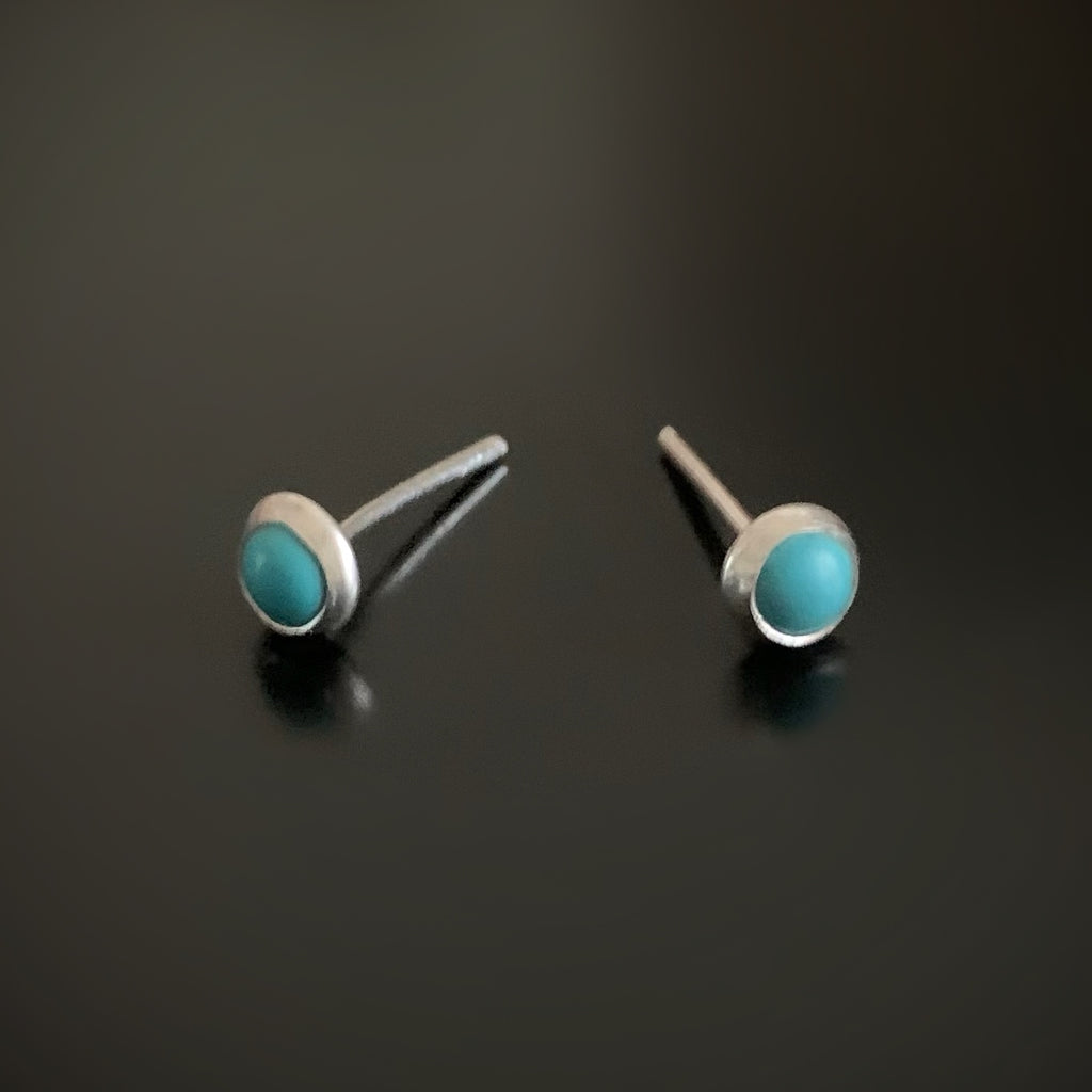 Little round turquoise sterling silver post earrings.
