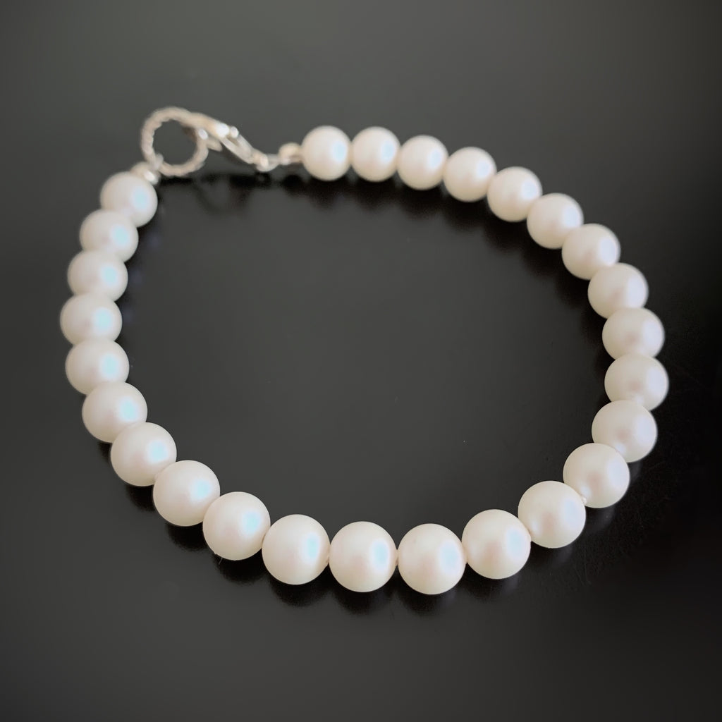 Handmade White and Grey Crystal Beaded Bracelet – IsaMar Creations