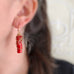 gold wire wrapped red branch coral earrings