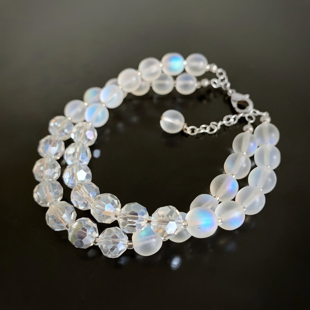 large size double strand crystal glass bracelet