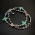 southwest style two strand beaded bracelet with pearls and turquoise