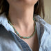 soft turquoise chips beaded together to make the necklace