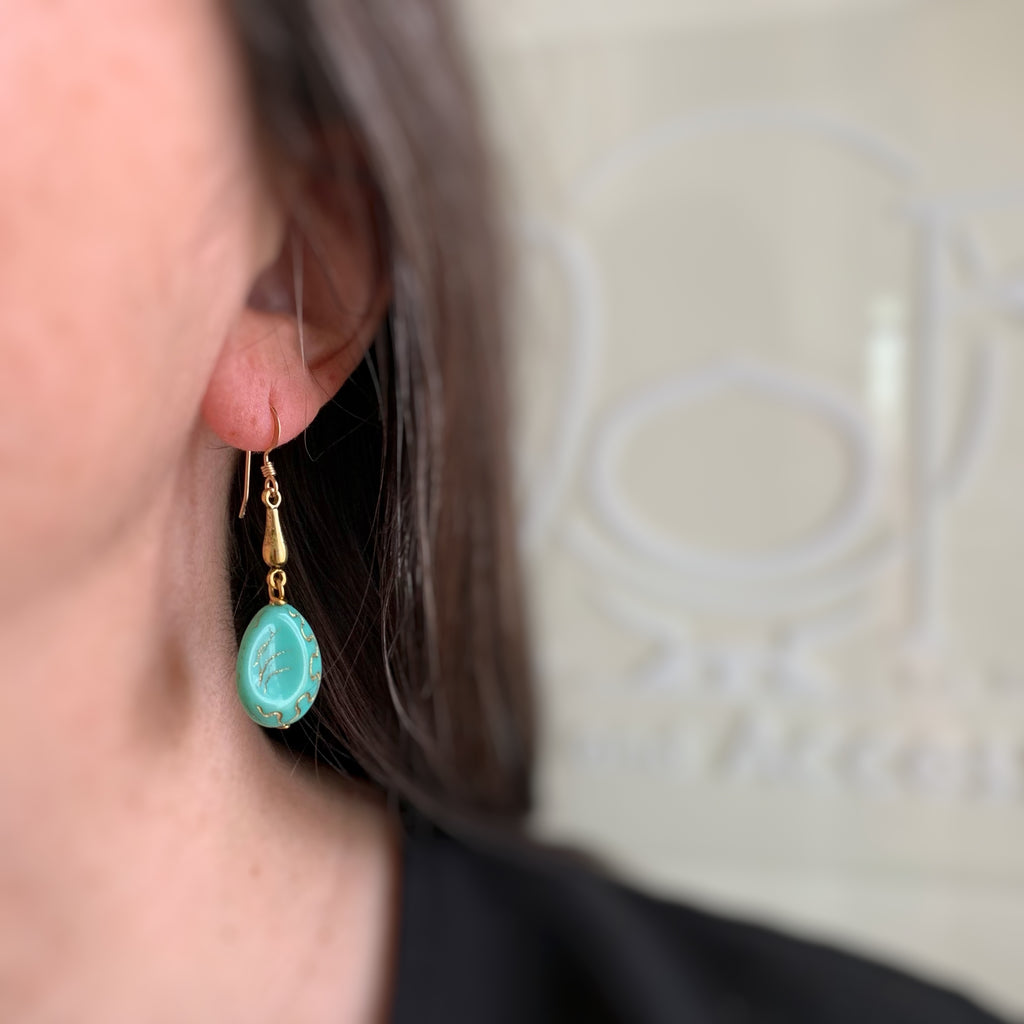 Turquoise Rustic Teardrop Earrings